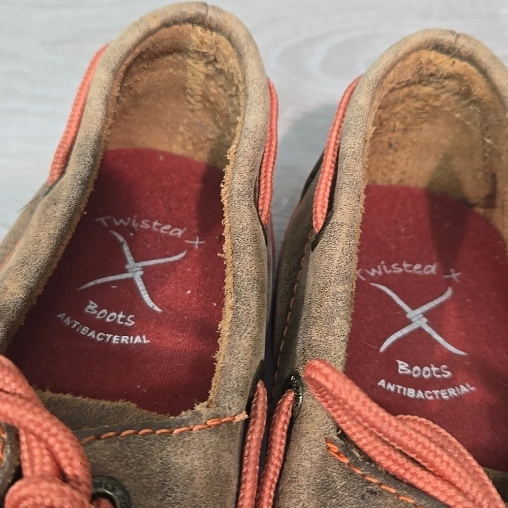 Twisted X Kids Girls SMUYDM09 Brown Leather Boat Moccasin Driving Shoes Sz 3.5M
